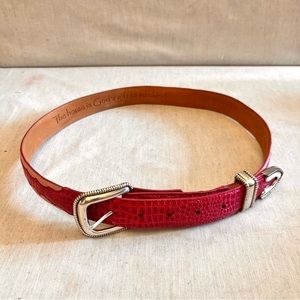 ARIAT Pink Two Tone Leather Belt with Silver Buckle - Size Small